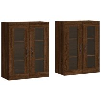 Wall Mounted Cabinets 2 pcs High Gloss White Engineered Wood