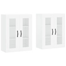 Wall Mounted Cabinets 2 pcs High Gloss White Engineered Wood