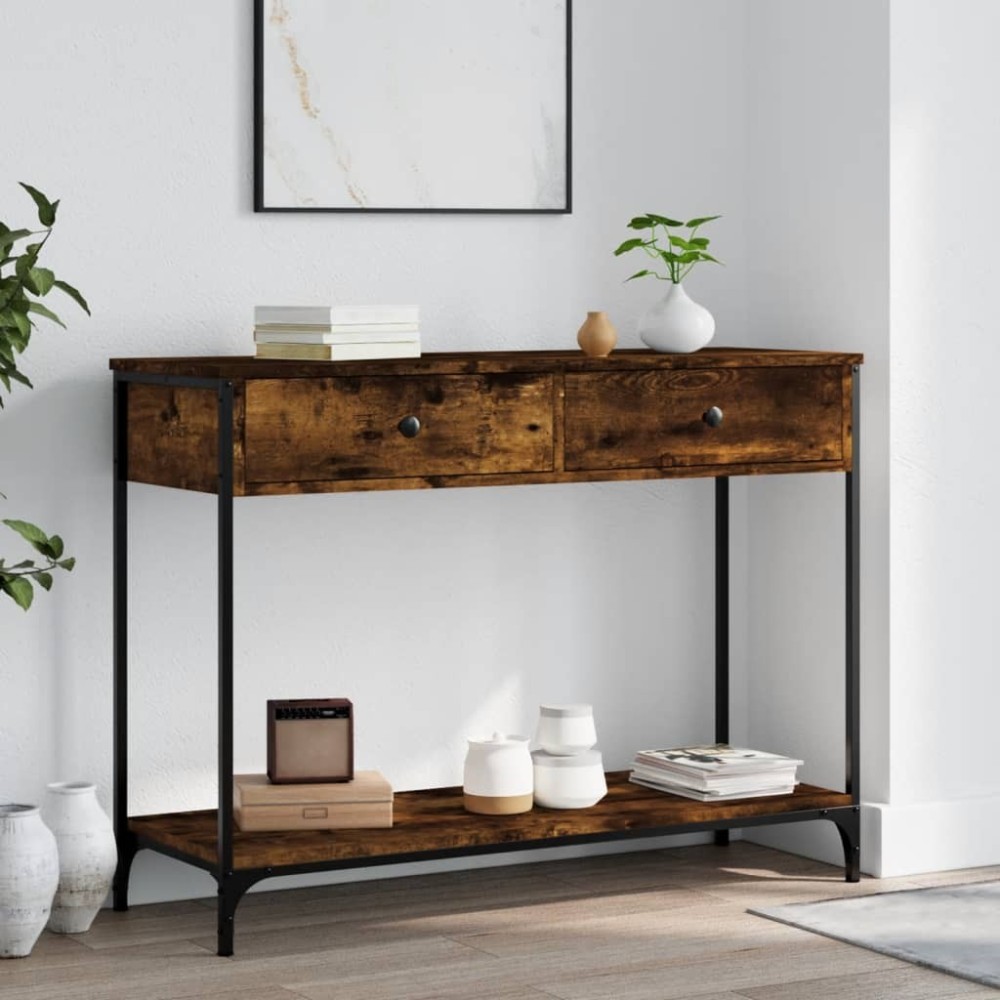 Console Table Smoked Oak 75x34.5x75 cm Engineered Wood