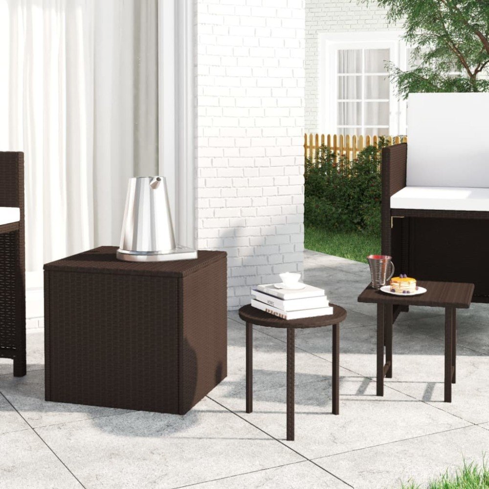 Side Tables 3 pcs Black Poly Rattan