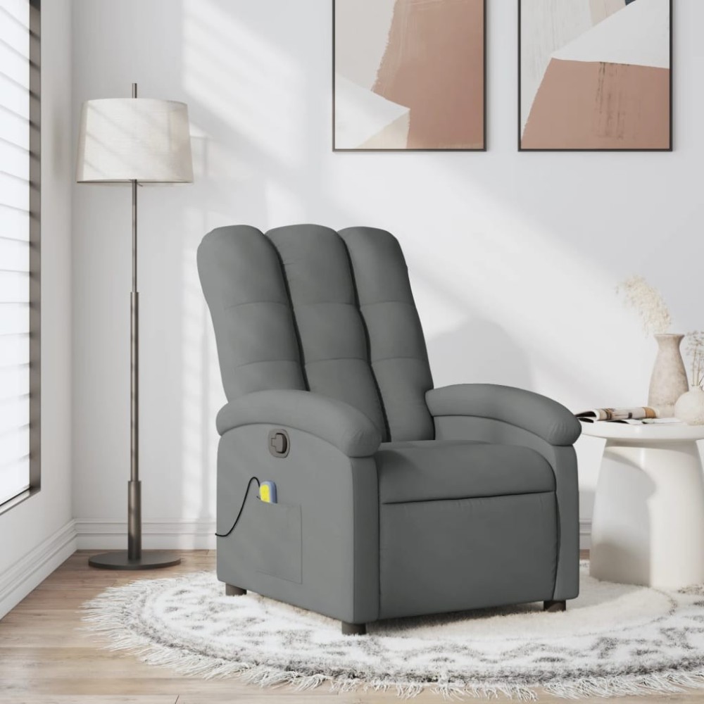 Massage Recliner Chair Black Fabric