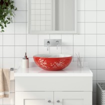 Countertop Basin White and Blue Round Î¦41x14 cm Ceramic