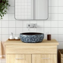 Countertop Basin White and Blue Round Î¦41x14 cm Ceramic