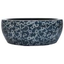 Countertop Basin White and Blue Round Î¦41x14 cm Ceramic