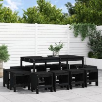 13 Piece Garden Dining Set White Solid Wood Pine