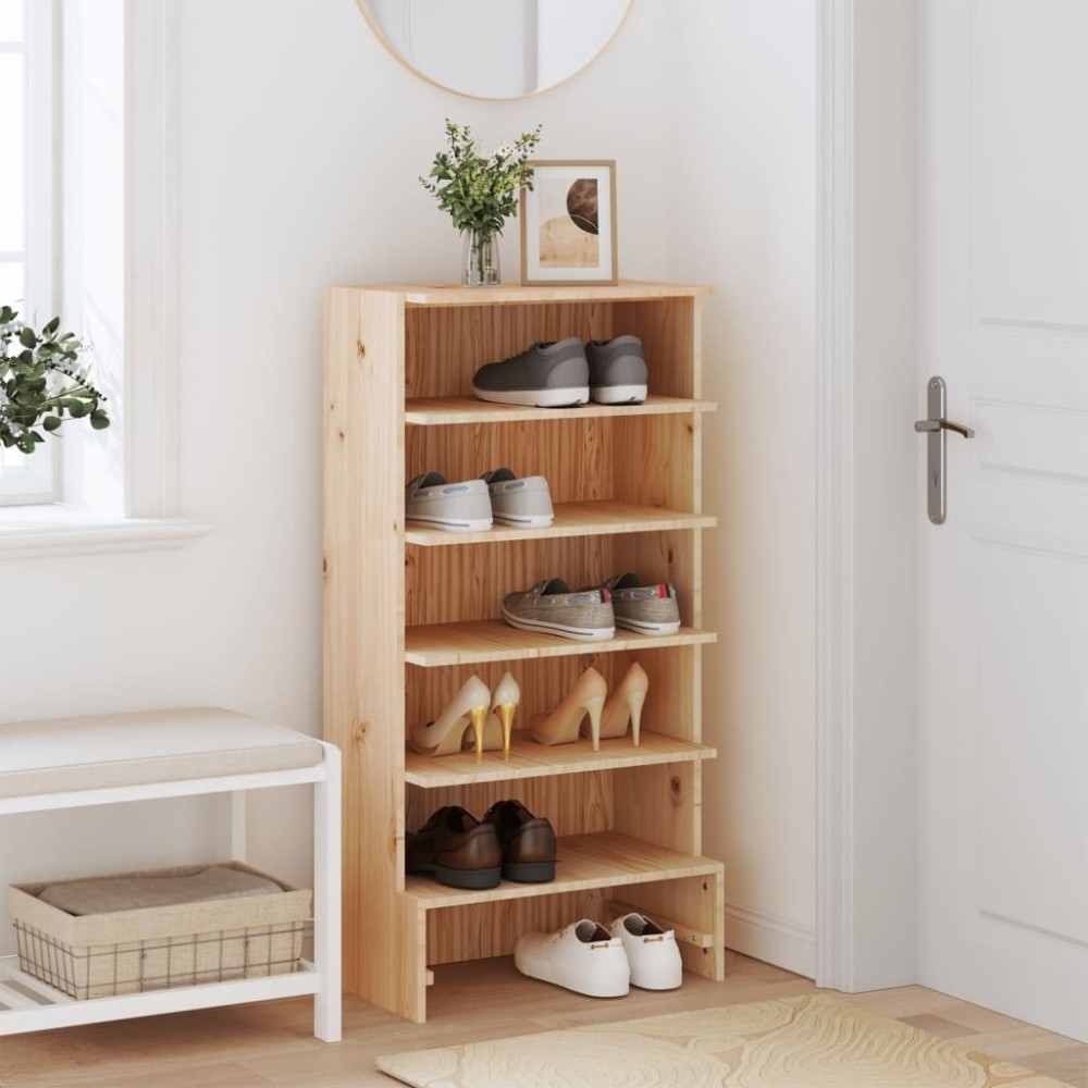 Shoe Cabinet White 28x30x104 cm Solid Wood Pine