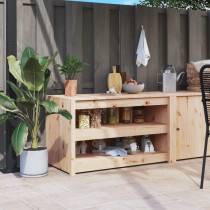 Outdoor Kitchen Cabinet White Solid Wood Pine