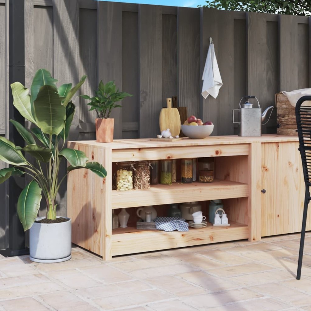 Outdoor Kitchen Cabinet White Solid Wood Pine