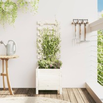 Garden Planter with Rack Black 79x39.5x114 cm Solid Wood Pine