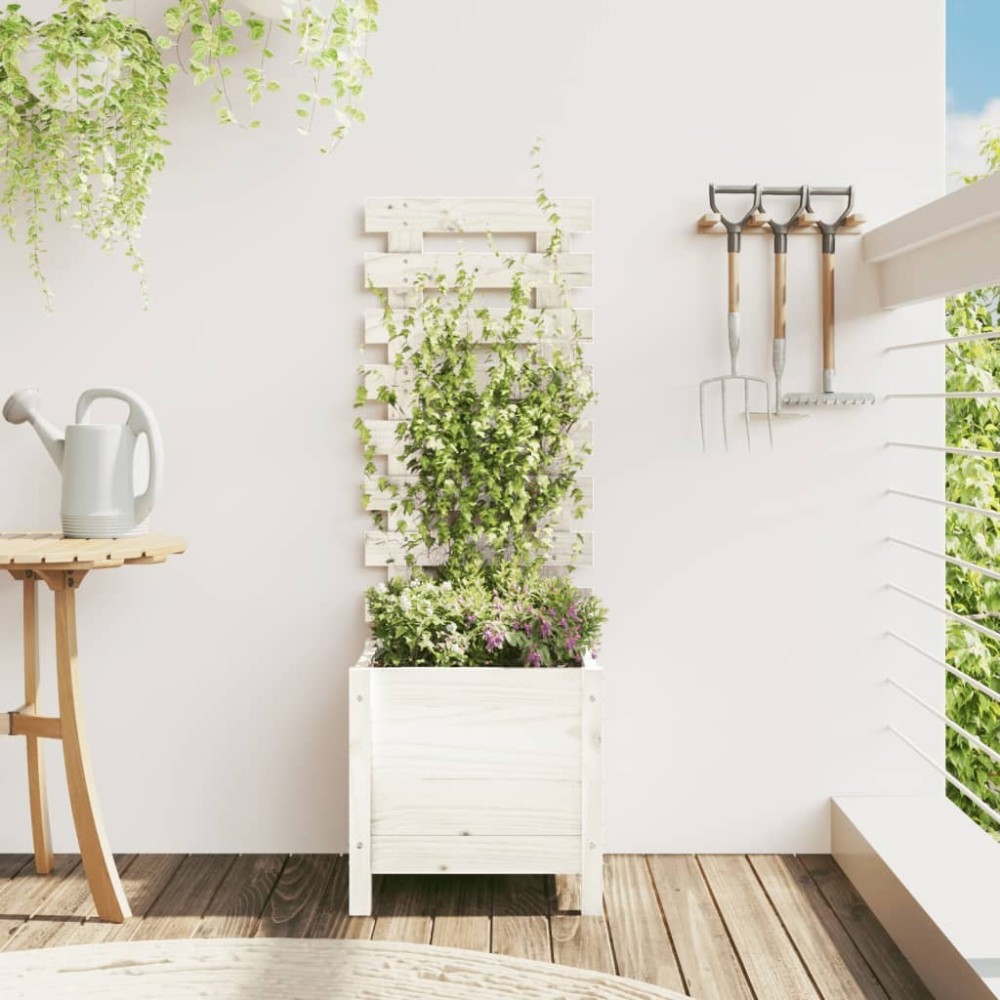 Garden Planter with Rack Black 79x39.5x114 cm Solid Wood Pine