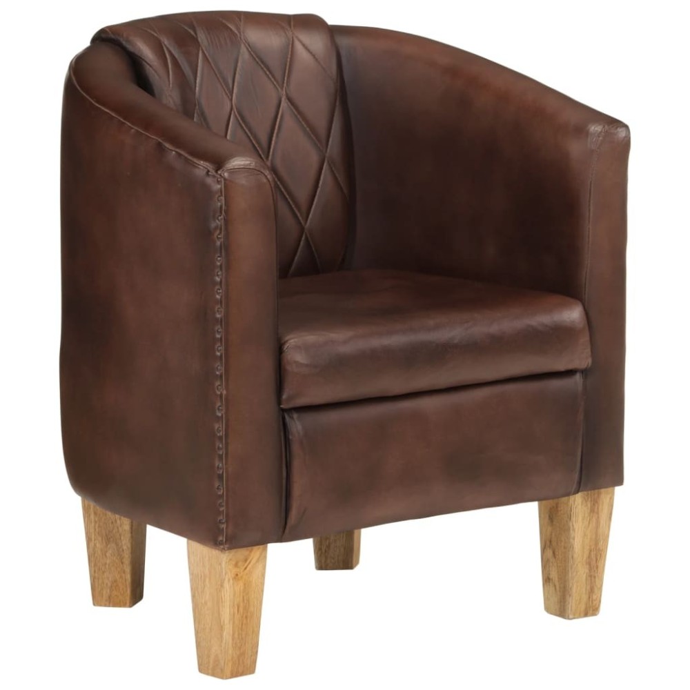 Tub Chair Black Real Leather