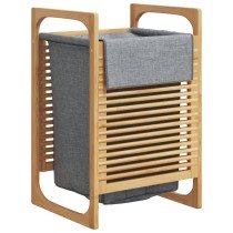 Laundry Basket with Grey Bag 32x30x36.5 cm Bamboo