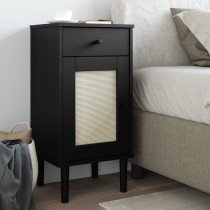 Nachttisch SENJA Rattan-Look Weiß 40x35x80 cm Massivholz Kiefer