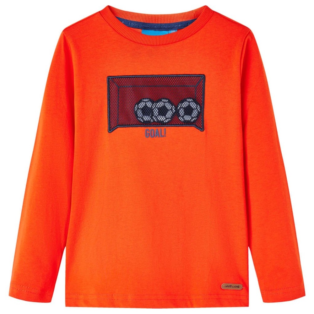 Kids' T-shirt with Long Sleeves Bright Orange 140