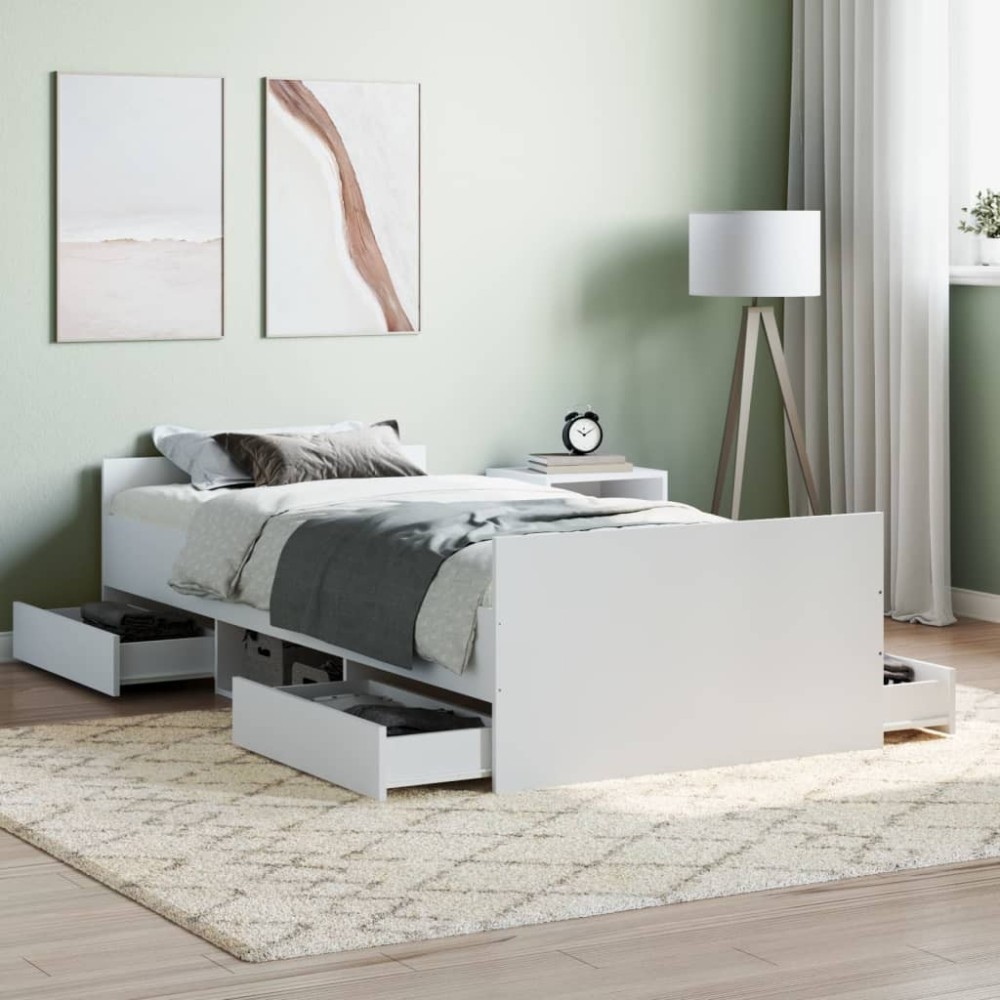 Bed Frame with Headboard and Footboard Grey Sonoma 75x190 cm Small Single