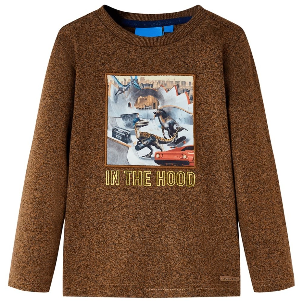 Kids' T-shirt with Long Sleeves Dark Green Melange 128
