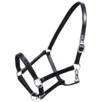 Real Leather Headcollar Stable Halter Adjustable Black Pony