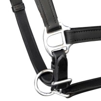 Real Leather Headcollar Stable Halter Adjustable Black Pony