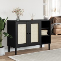 Sideboard SENJA Rattan-Optik Weiß 112x40x80 cm Kiefernholz