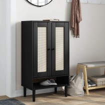 Shoe Cabinet SENJA Rattan Look Brown 59.5x35x107 cm Solid Wood