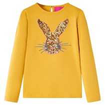 Kids' T-shirt with Long Sleeves Rabbit Print Ochre 92