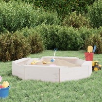 Sandbox with Seats Black Octagon Solid Wood Pine