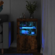 Beistellschrank mit LED-Leuchten Weiß Holzwerkstoff