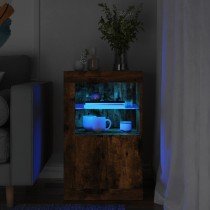 Beistellschrank mit LED-Leuchten Weiß Holzwerkstoff