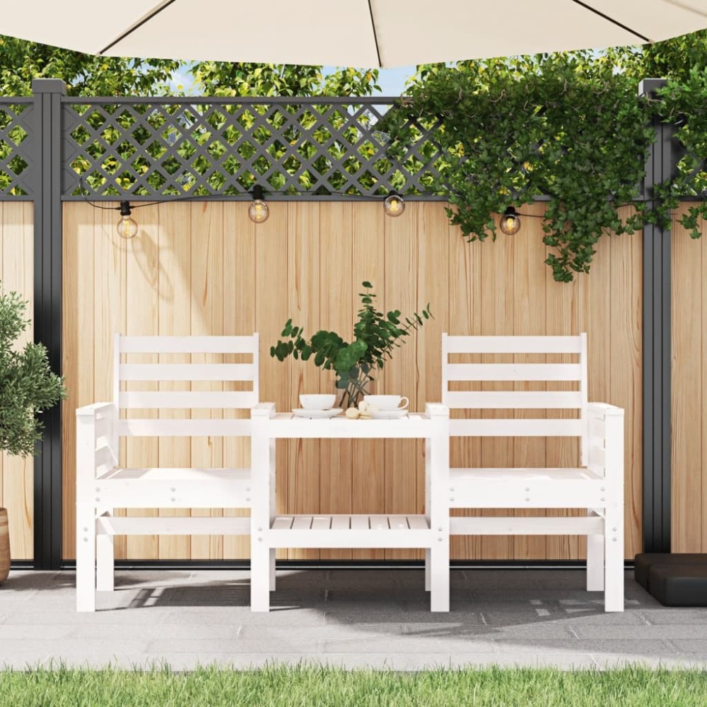 Gartenbank mit Tisch 2-Sitzer Massivholz Douglasie