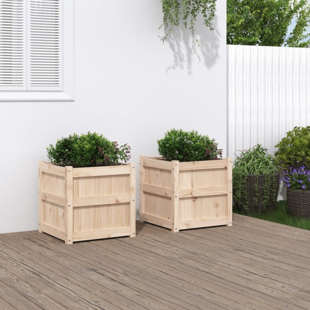 Garden Planters 2 pcs Wax Brown Solid Wood Pine