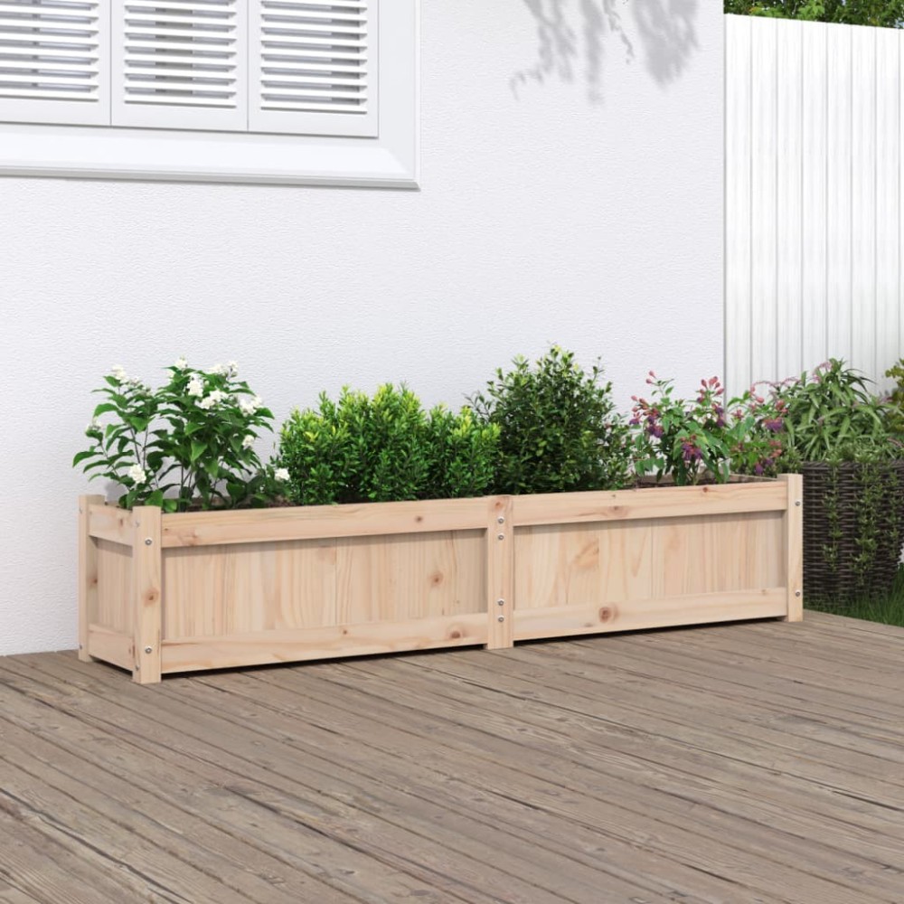 Garden Planter Wax Brown 150x31x31 cm Solid Wood Pine