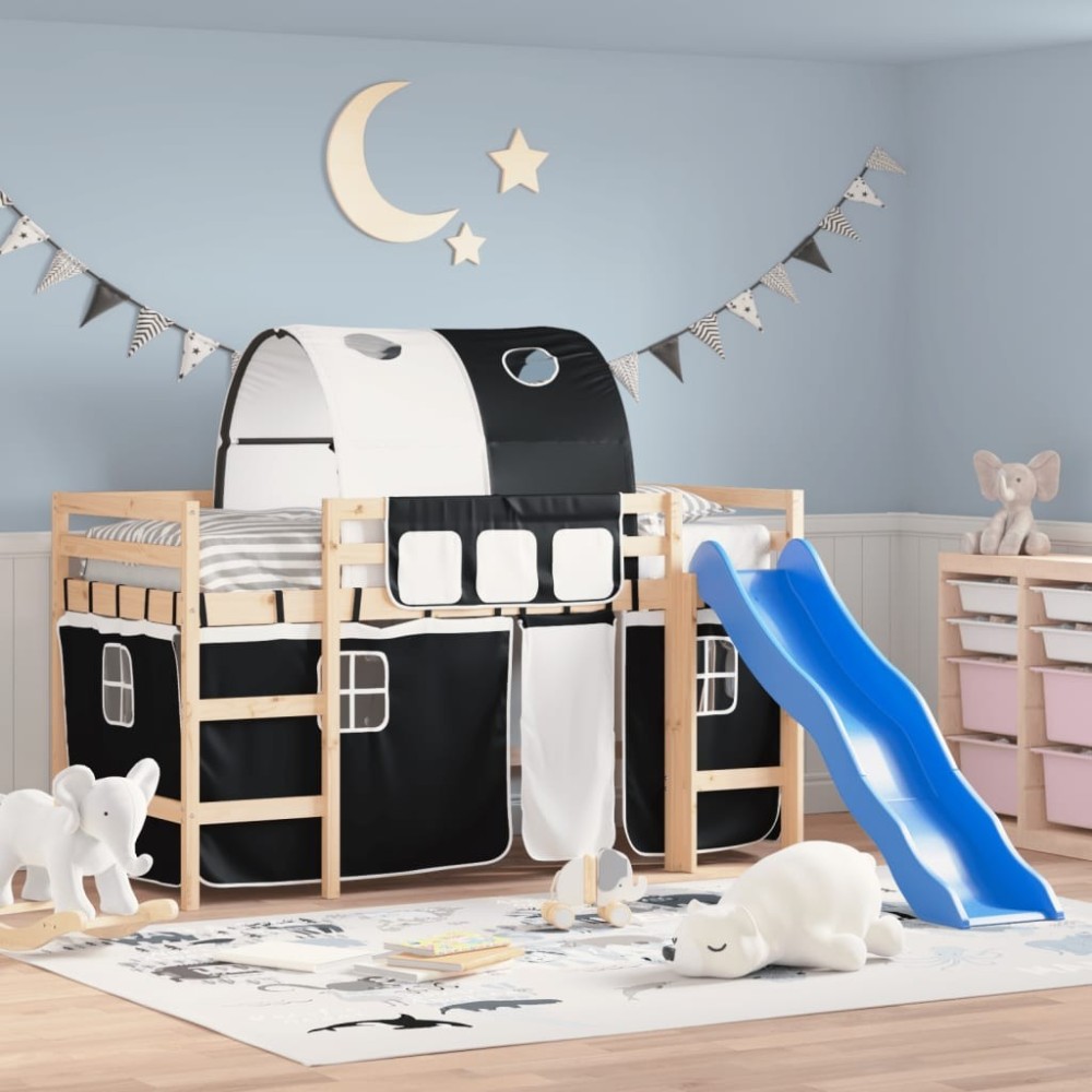 Kids' Loft Bed with Tunnel Pink 90x190 cm Solid Wood Pine