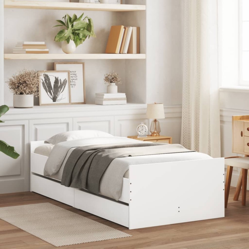 Bed Frame with Drawers Smoked Oak 90x190 cm Single