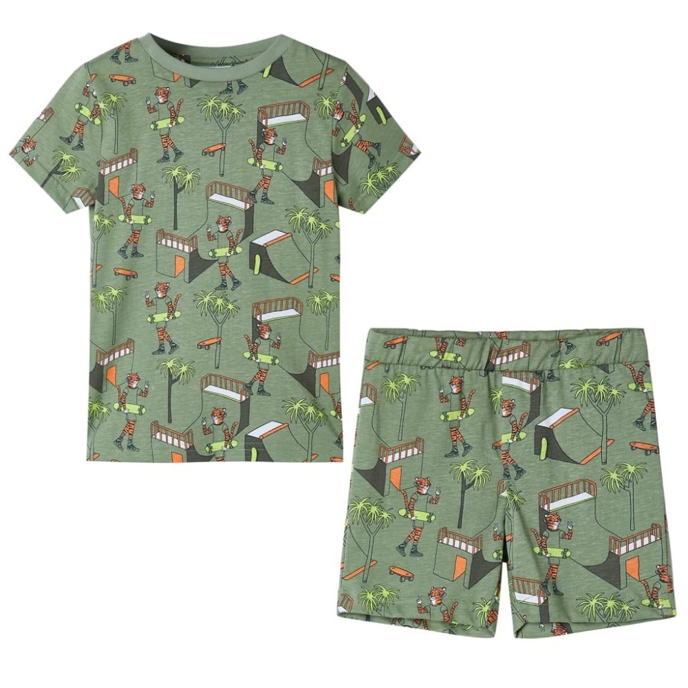 Kinderpyjama mit Kurzen Ärmeln Hellkhaki 140