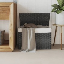 Wäschekorb mit Deckel Schwarz 55,5x35x34 cm Poly Rattan
