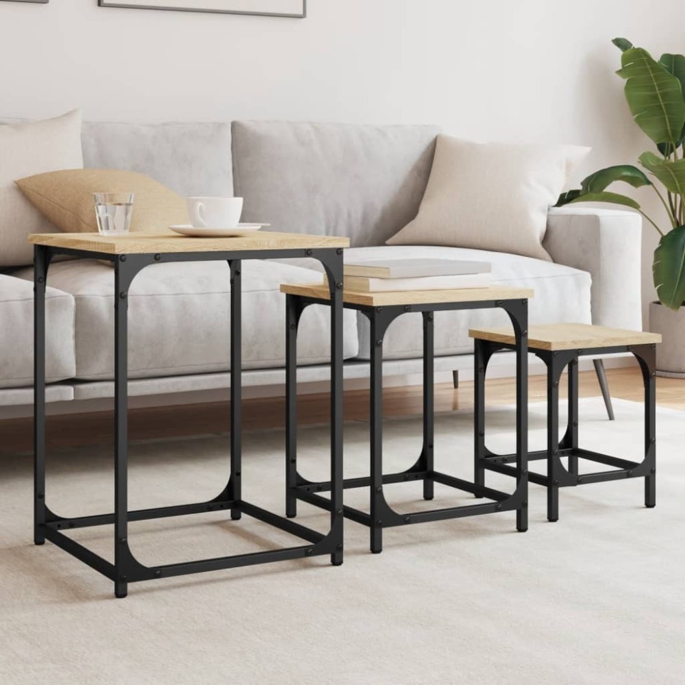 Nesting Coffee Tables 3 pcs Black Engineered Wood