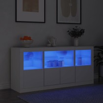 Sideboard with LED Lights Smoked Oak 142.5x37x67 cm