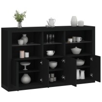 Sideboard with LED Lights Smoked Oak 162x37x100 cm