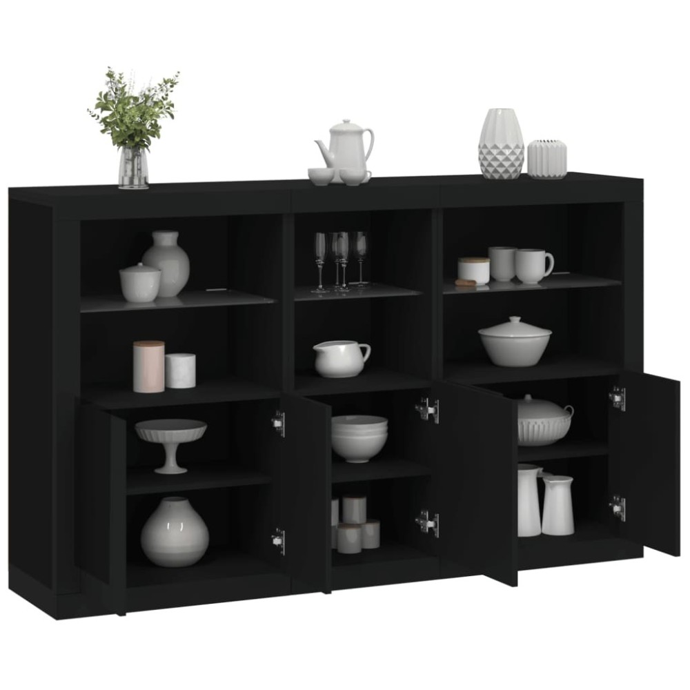 Sideboard with LED Lights Smoked Oak 162x37x100 cm