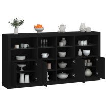 Sideboard with LED Lights Concrete Grey 202x37x100 cm