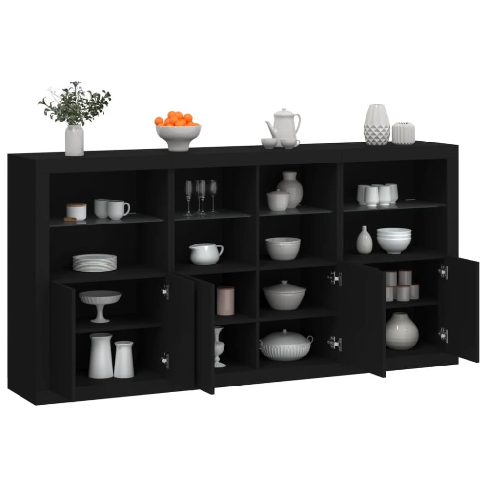 Sideboard mit LED-Leuchten Grau Sonoma 202x37x100 cm