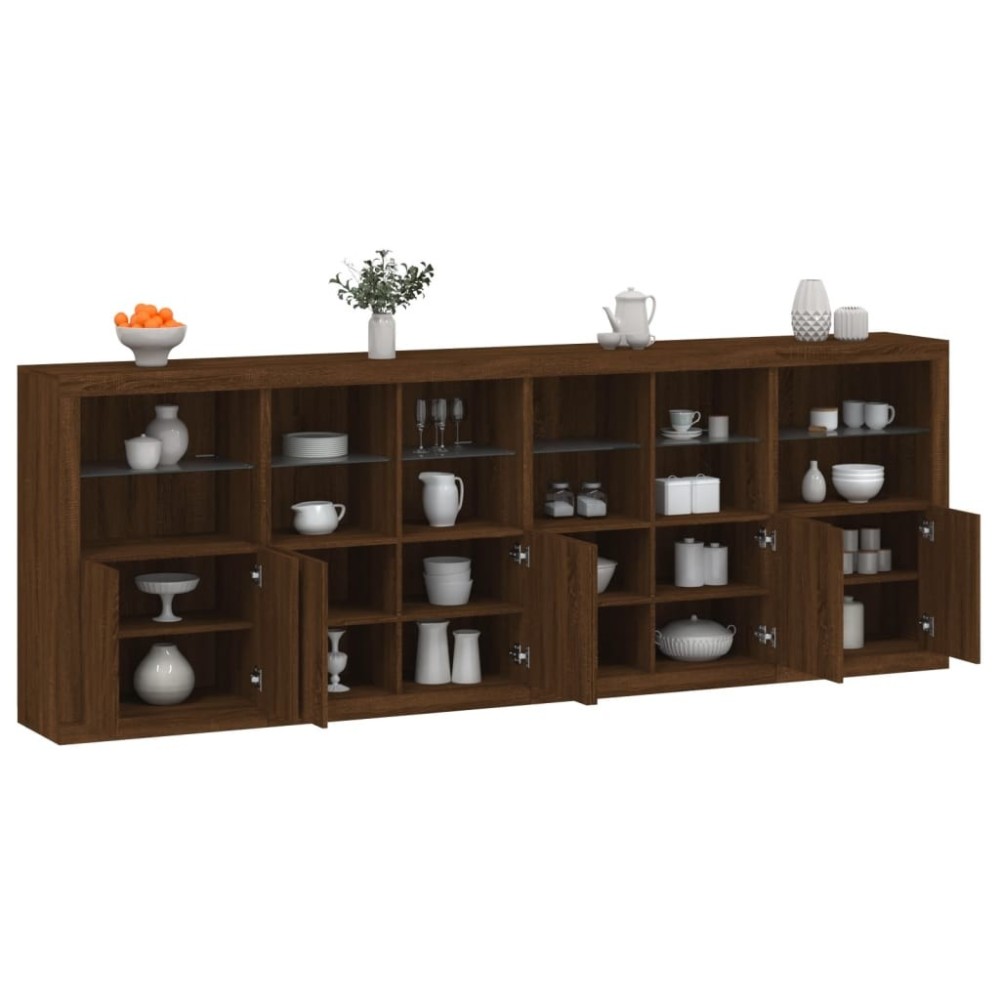 Sideboard mit LED-Leuchten Weiß 283x37x100 cm