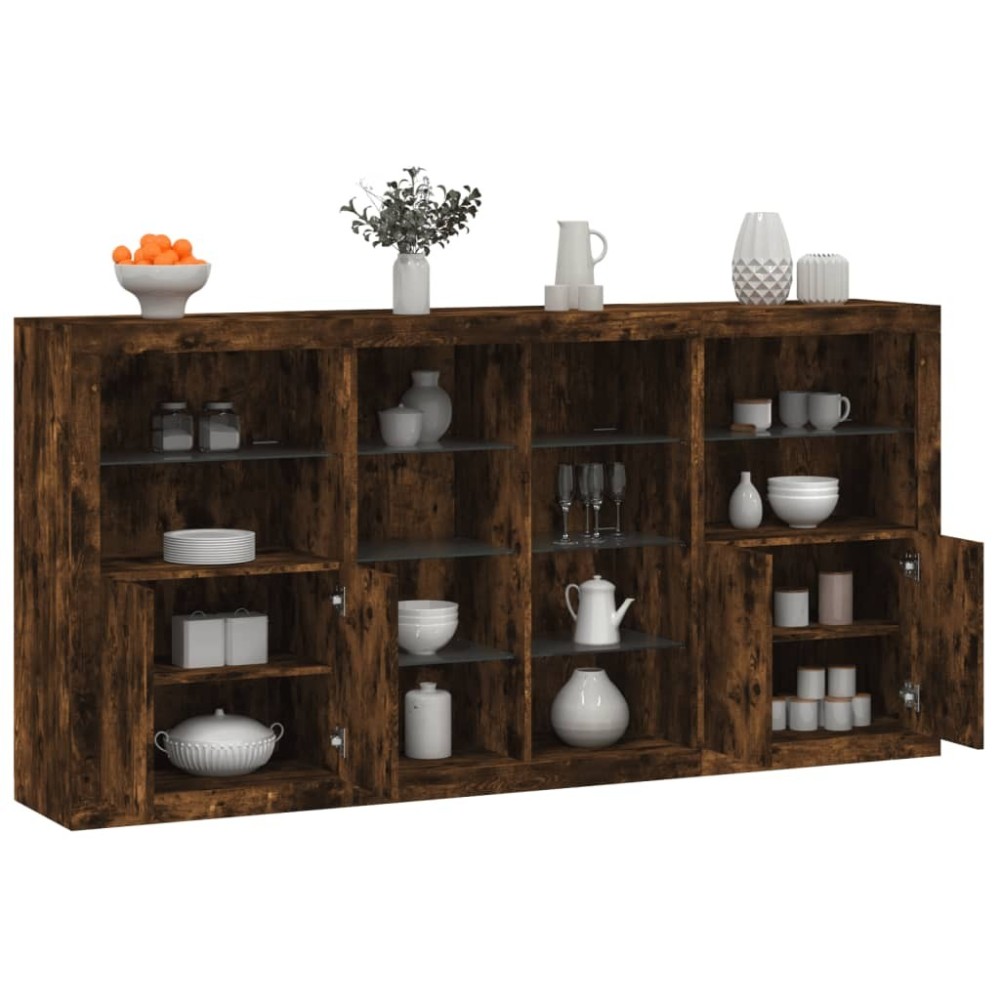 Sideboard mit LED-Leuchten Grau Sonoma 202x37x100 cm