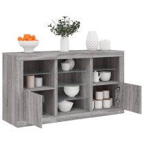 Sideboard with LED Lights Smoked Oak 123x37x67 cm
