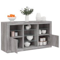 Sideboard with LED Lights Smoked Oak 123x37x67 cm