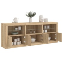 Sideboard with LED Lights Brown Oak 181.5x37x67 cm