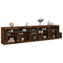 Sideboard with LED Lights Brown Oak 283x37x67 cm