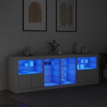 Sideboard with LED Lights Smoked Oak 202x37x67 cm