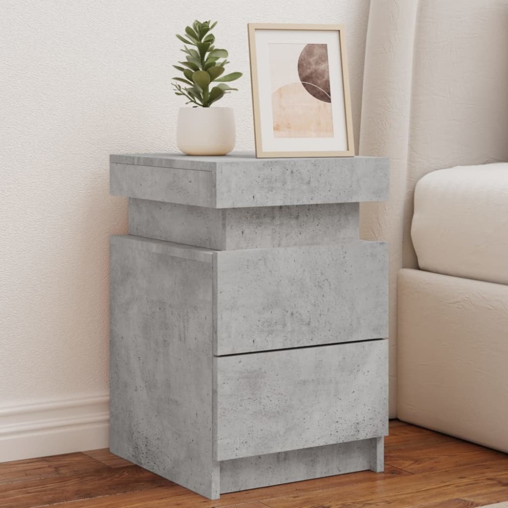 Bedside Cabinet with LED Lights Grey Sonoma 35x39x55 cm