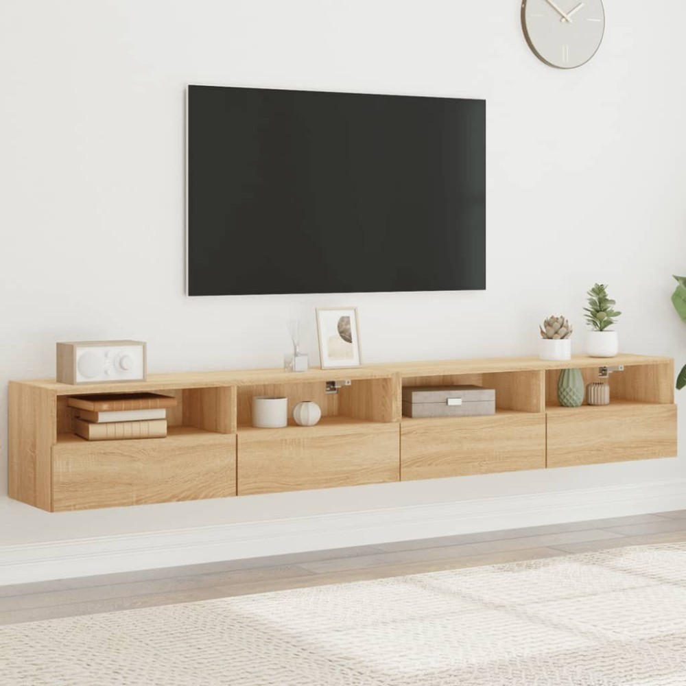 TV Wall Cabinets 2 pcs Sonoma Oak 100x30x30 cm Engineered Wood